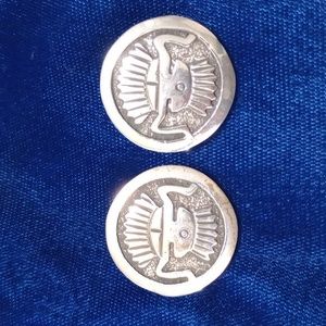 Vintage Native Style Mask Headdress Kachina Sterling Silver Post Earrings 1990's